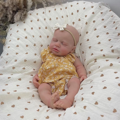 45cm Full Silicone Stretchable Loulou Reborn Girl in Yellow Floral Romper