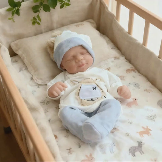 Bambola Reborn Neonata Realistica da 48 cm dipinta a mano con occhi chiusi Pascale