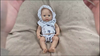 30cm Full Silicone Meadow Reborn Baby Girl in White Floral Clothes