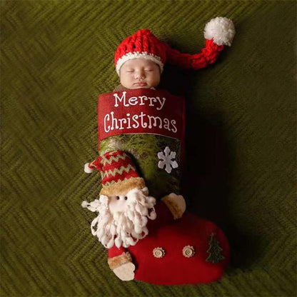 Christmas themed sleeping bag with hat for 16-22 inch dolls