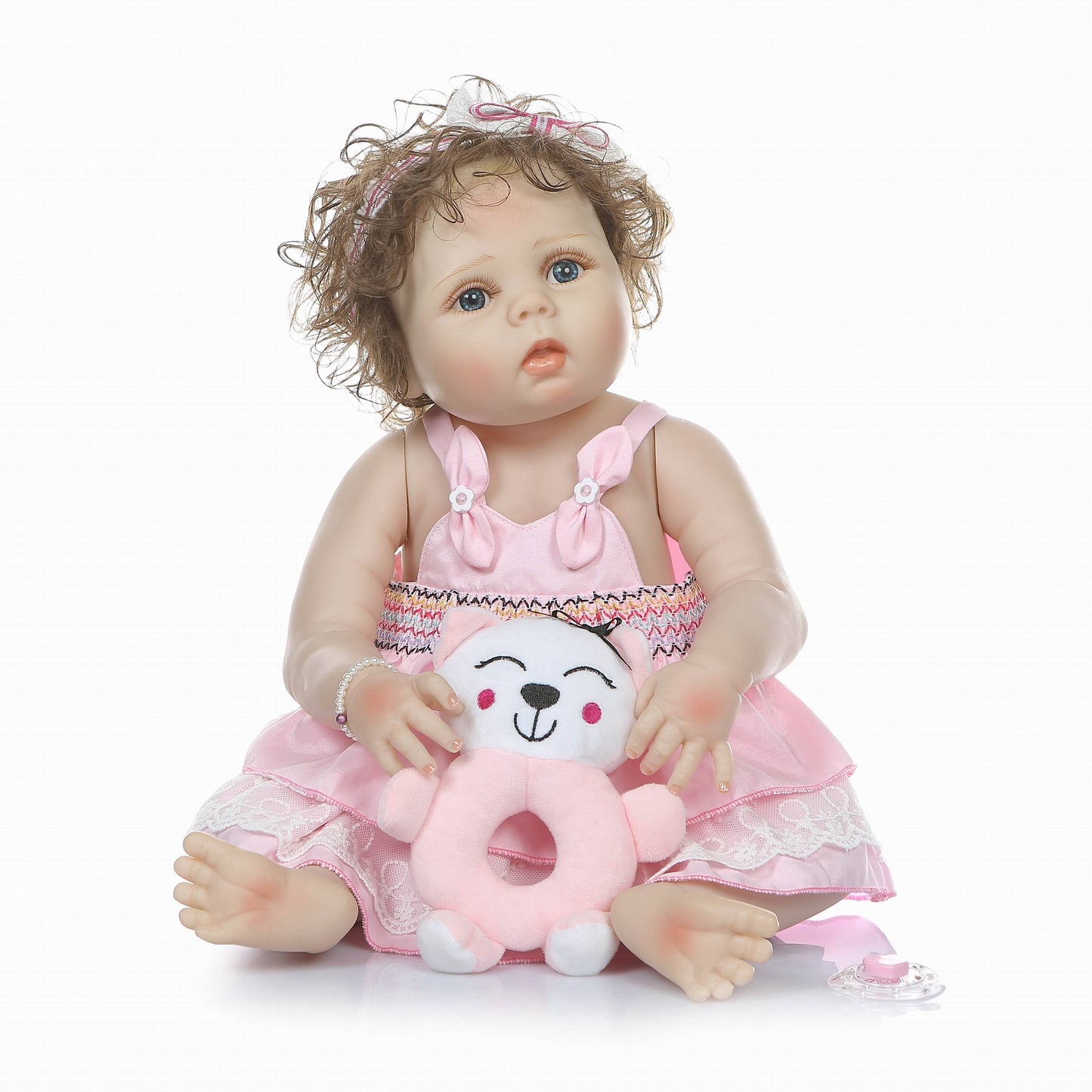 22 inch 55 cm Full Silicone Pink Reborn Baby Dolls Girls