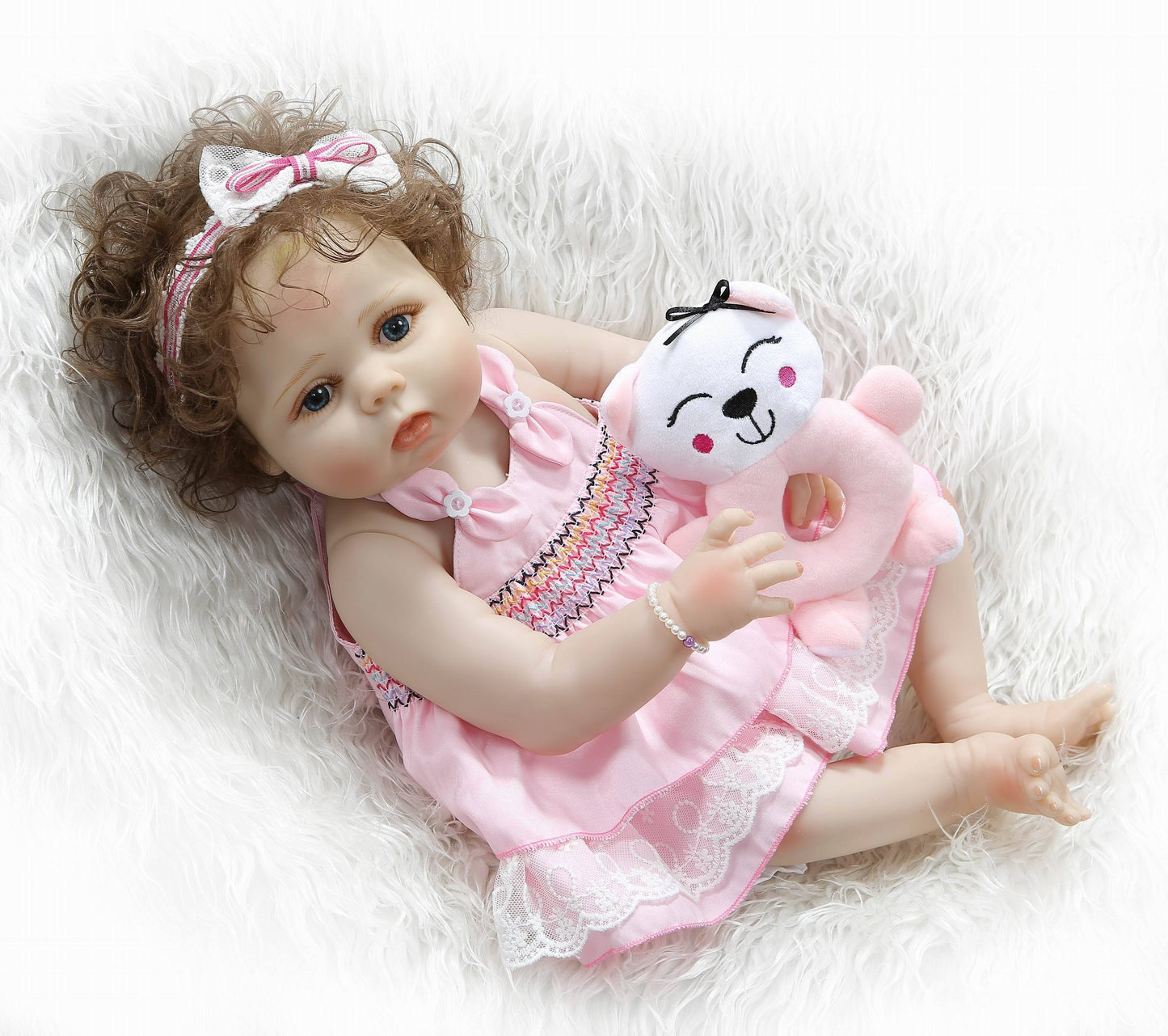 22 inch 55 cm Full Silicone Pink Reborn Baby Dolls Girls