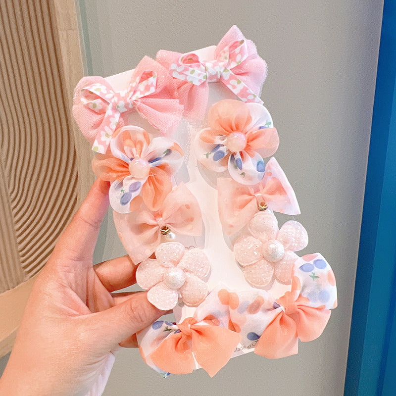 Cute bow and flower hair accessories set of 10 pieces
