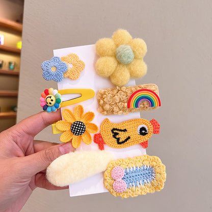 Cute Knitted Kids Cartoon BB Hairpin Set 8 Pieces Set