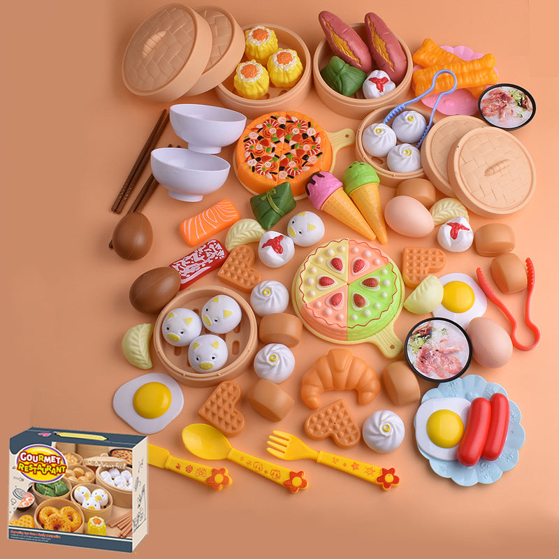 Giochi per bambini Simulazione Cucina Giocattoli Cibo cinese e occidentale Set da 84 pezzi