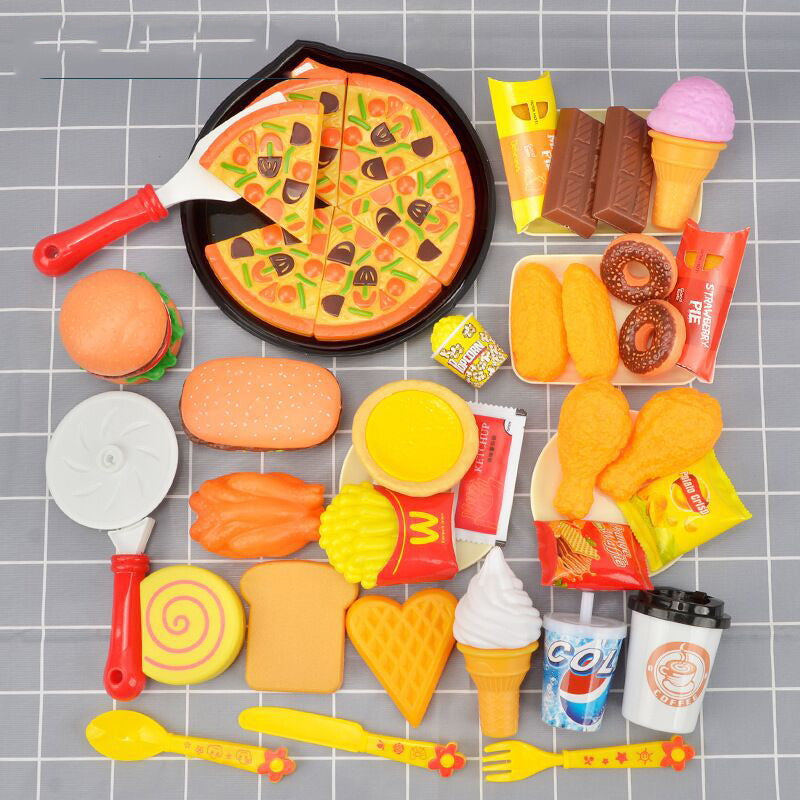 50 Pezzi di Cibo da Cucina da Gioco per Bambini, Carino, Finta di Tagliare, Cibo da Gioco