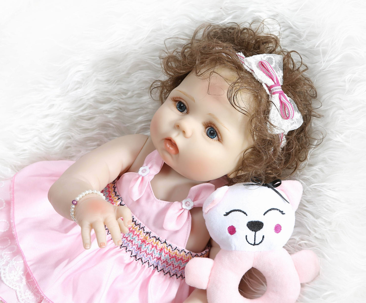 22 inch 55 cm Full Silicone Pink Reborn Baby Dolls Girls