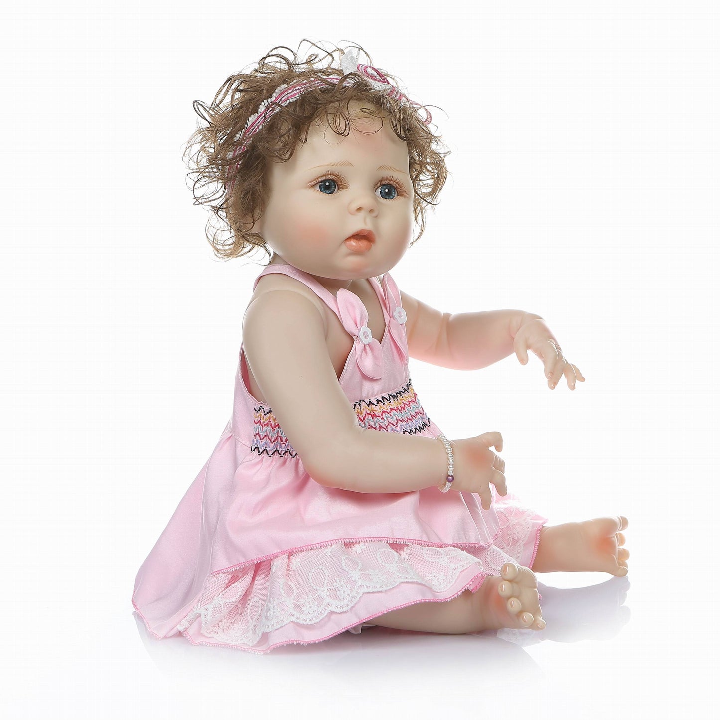 22 inch 55 cm Full Silicone Pink Reborn Baby Dolls Girls